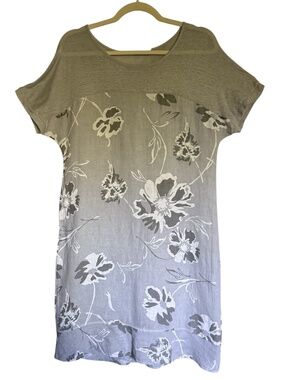 Valentina Naldi Grey 100% Linen Floral Dress Size‎ Small